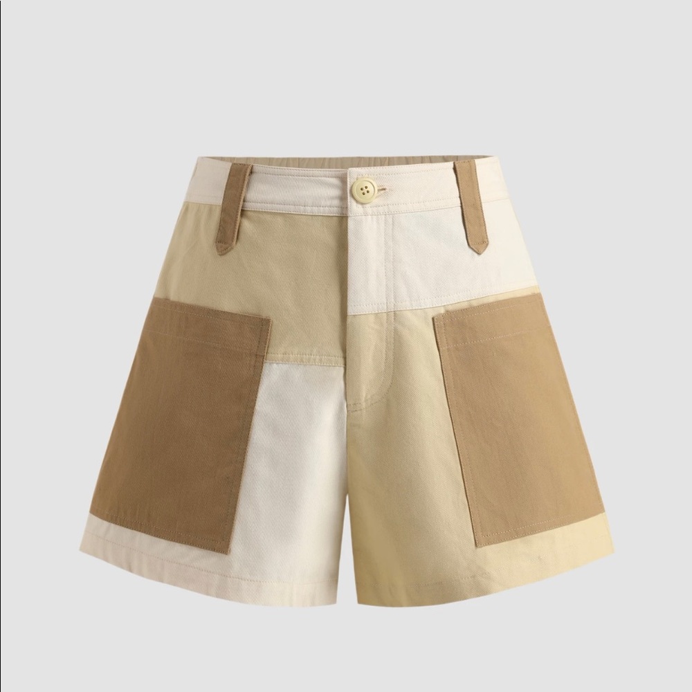 Cider patchwork denim mini shorts